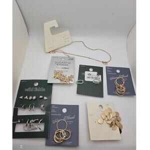 7pc Assorted Jewelry Lot Earrings Rings Necklace Wild Fable Sugarfix